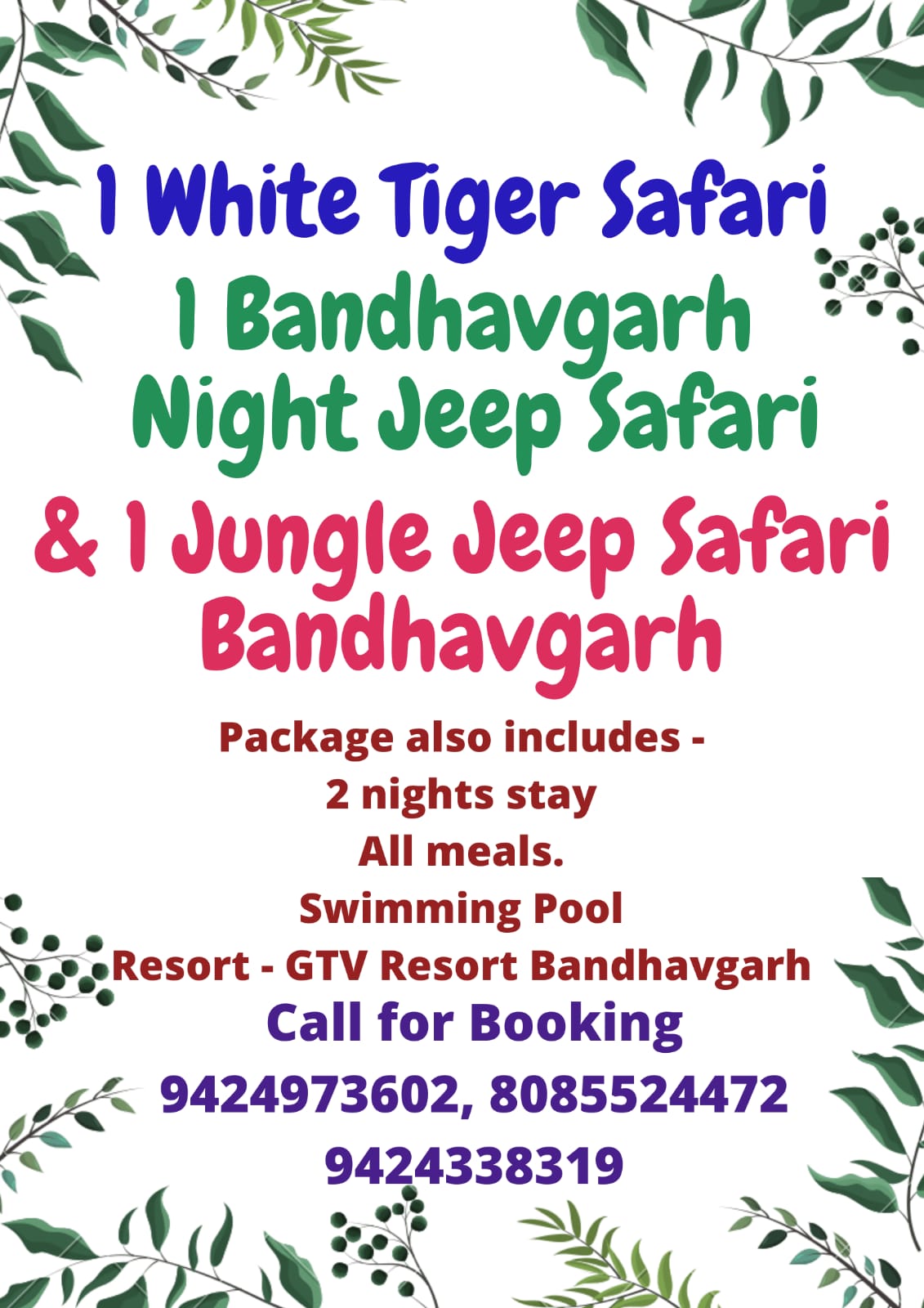 bandhavgarh safari booking charges